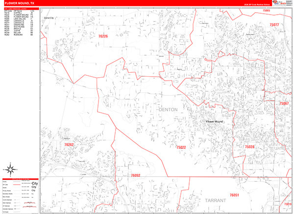 Flower Mound, TX Zip Code Map